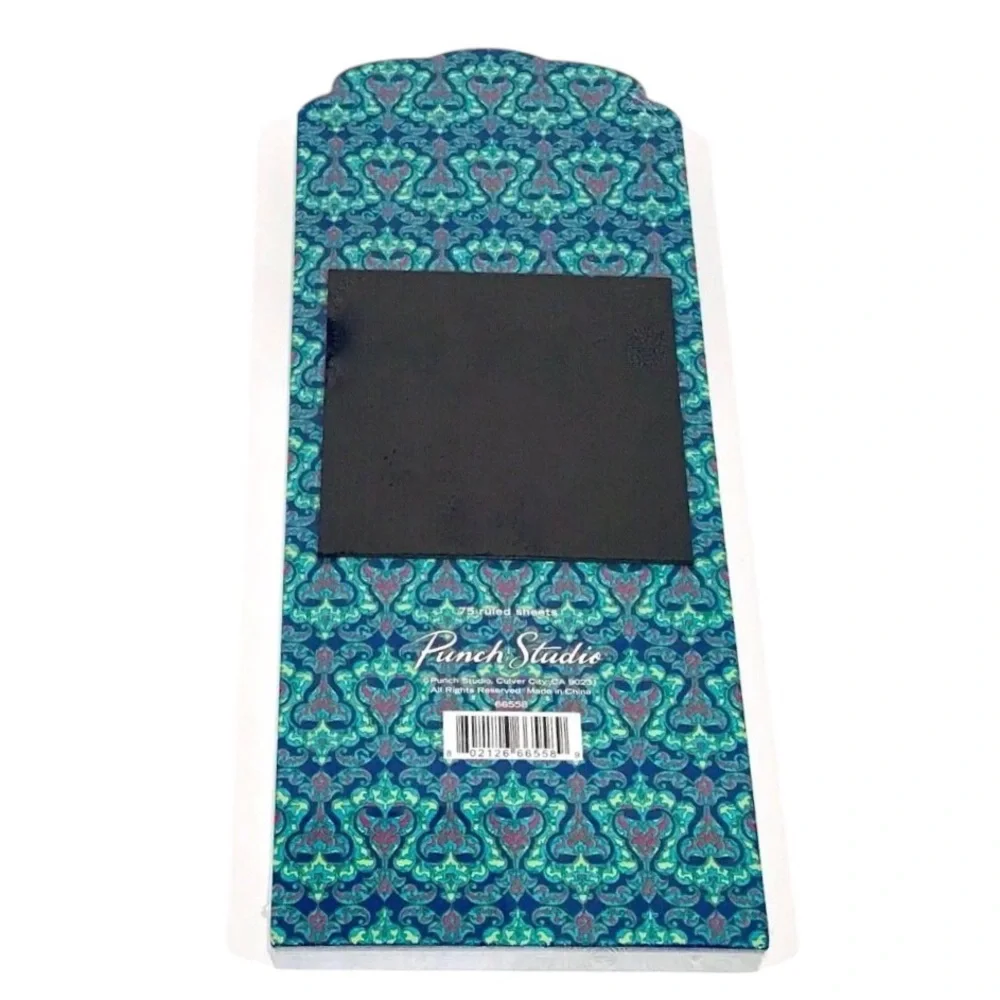 Punch Studio Gem and Glitter Embellished Die-Cut List Pad ~ Peacock Wreath 66558